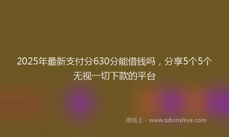 2025年最新支付分630分能借钱吗，分享5个5个无视一切下款的平台