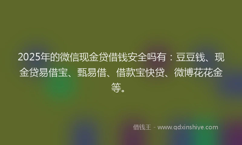 2025年的微信现金贷借钱安全吗有：豆豆钱、现金贷易借宝、甄易借、借款宝快贷、微博花花金等。