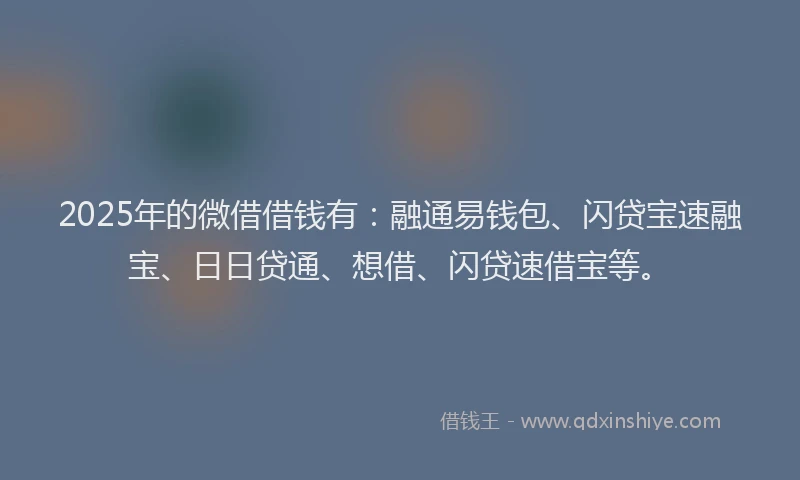 2025年的微借借钱有：融通易钱包、闪贷宝速融宝、日日贷通、想借、闪贷速借宝等。