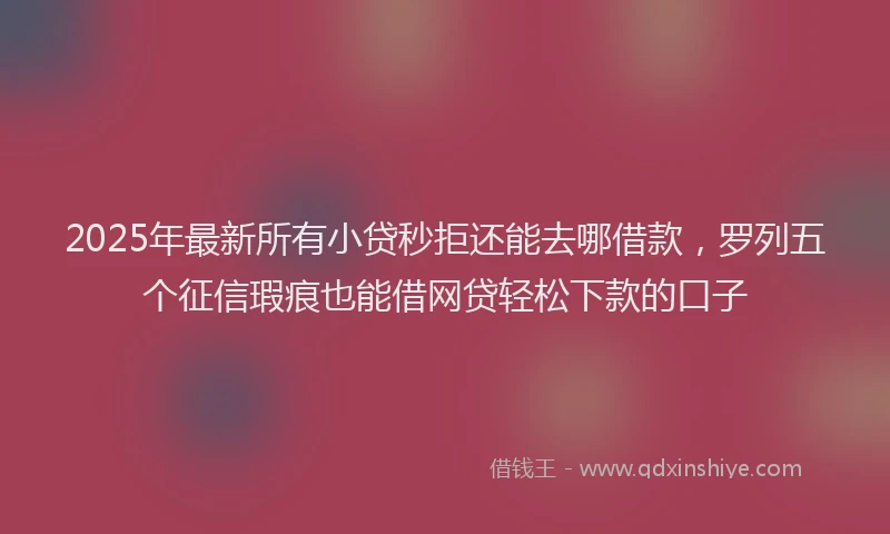 2025年最新所有小贷秒拒还能去哪借款，罗列五个征信瑕疵也能借网贷轻松下款的口子