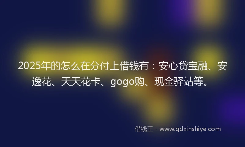 2025年的怎么在分付上借钱有:安心贷宝融、安逸花、天天花卡、gogo购、现金驿站等。
