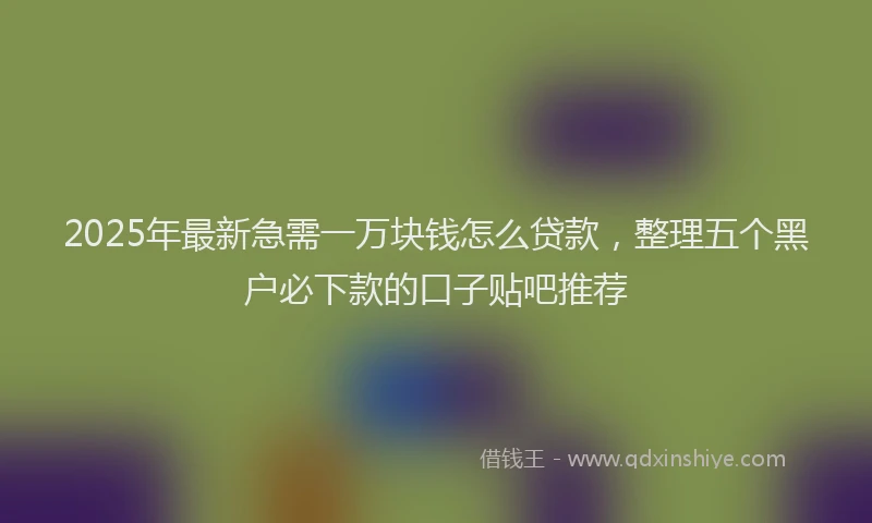 2025年最新急需一万块钱怎么贷款，整理五个黑户必下款的口子贴吧推荐