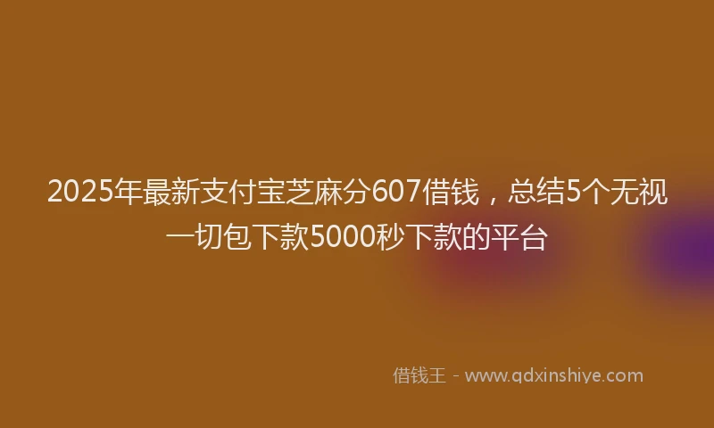 2025年最新支付宝芝麻分607借钱，总结5个无视一切包下款5000秒下款的平台