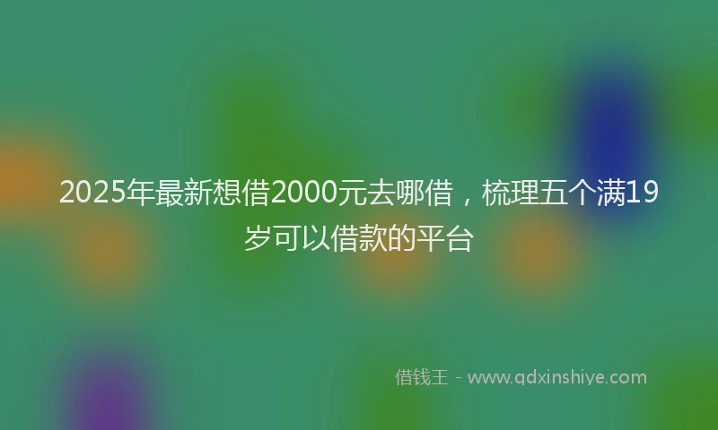 2025年最新想借2000元去哪借，梳理五个满19岁可以借款的平台