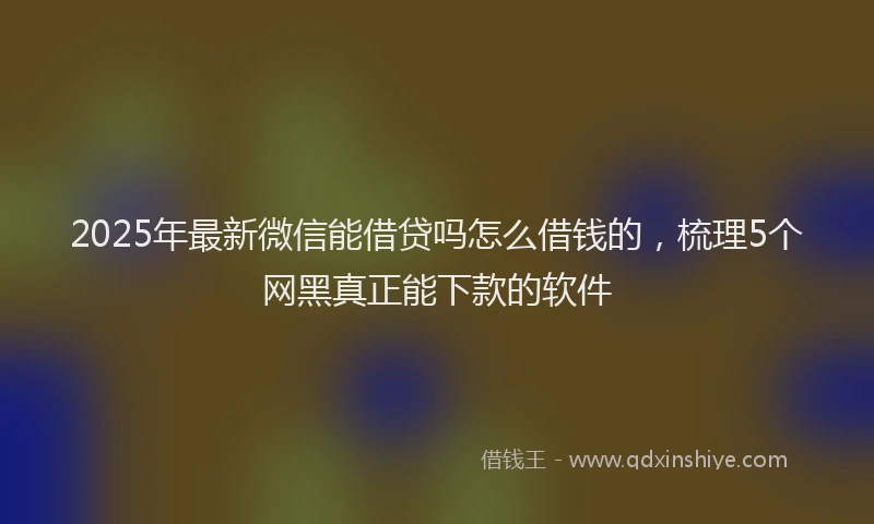 2025年最新微信能借贷吗怎么借钱的，梳理5个网黑真正能下款的软件