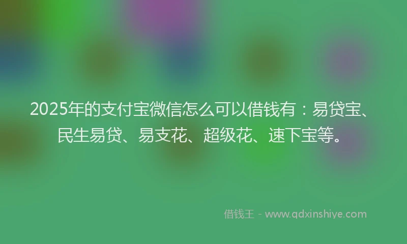 2025年的支付宝微信怎么可以借钱有：易贷宝、民生易贷、易支花、超级花、速下宝等。