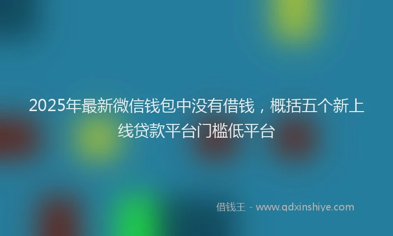2025年最新微信钱包中没有借钱，概括五个新上线贷款平台门槛低平台