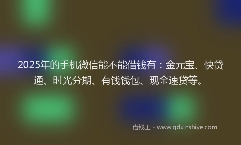 2025年的手机微信能不能借钱有：金元宝、快贷通、时光分期、有钱钱包、现金速贷等。