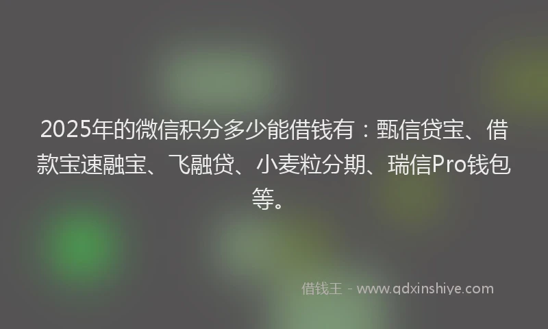 2025年的微信积分多少能借钱有：甄信贷宝、借款宝速融宝、飞融贷、小麦粒分期、瑞信Pro钱包等。