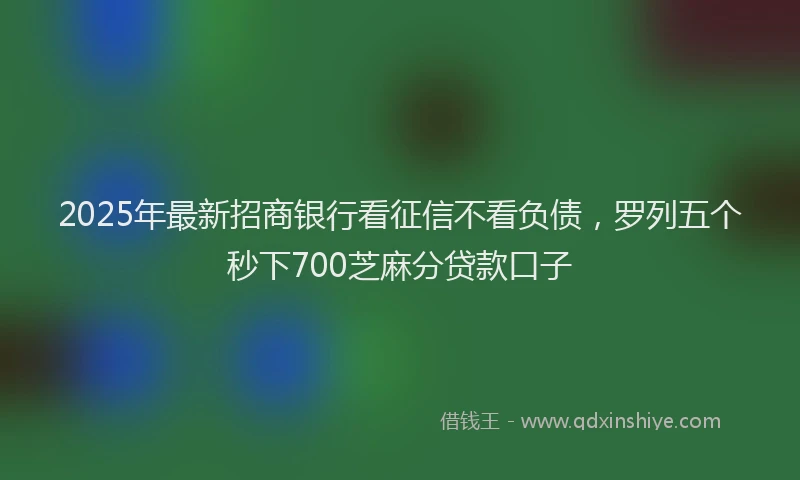 2025年最新招商银行看征信不看负债，罗列五个秒下700芝麻分贷款口子