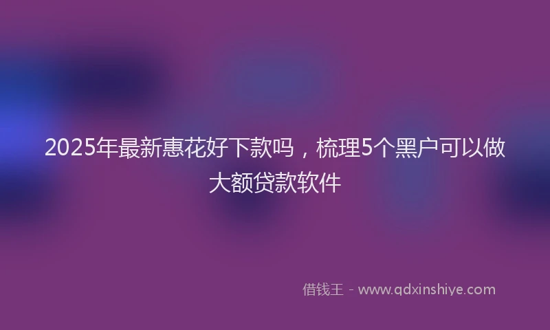 2025年最新惠花好下款吗，梳理5个黑户可以做大额贷款软件