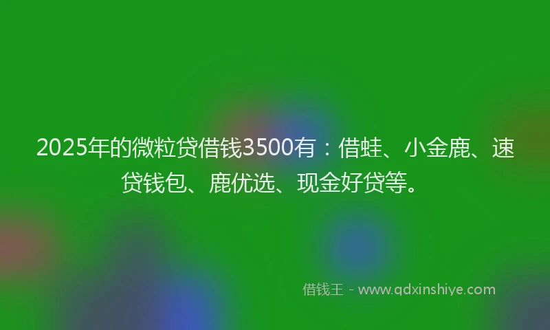2025年的微粒贷借钱3500有：借蛙、小金鹿、速贷钱包、鹿优选、现金好贷等。