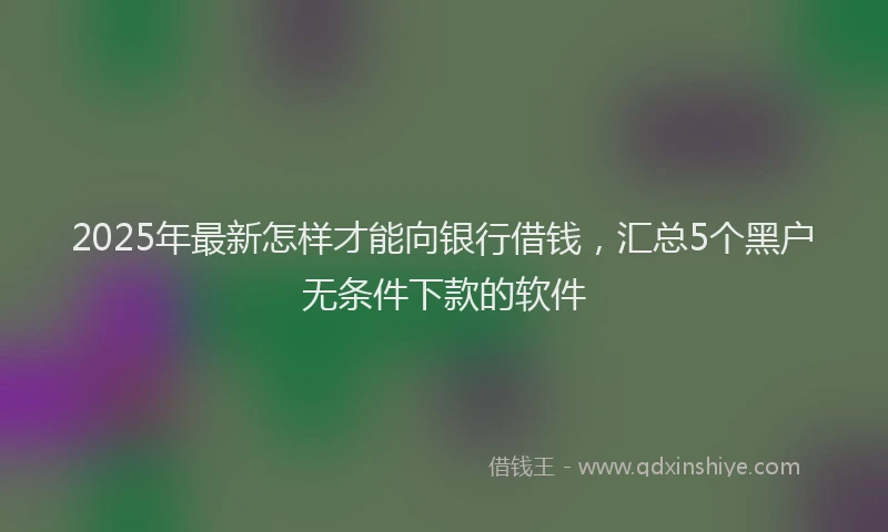 2025年最新怎样才能向银行借钱，汇总5个黑户无条件下款的软件