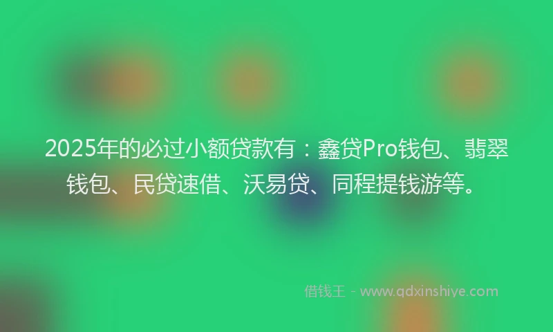 2025年的必过小额贷款有：鑫贷Pro钱包、翡翠钱包、民贷速借、沃易贷、同程提钱游等。
