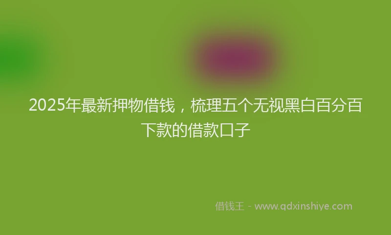 2025年最新押物借钱，梳理五个无视黑白百分百下款的借款口子