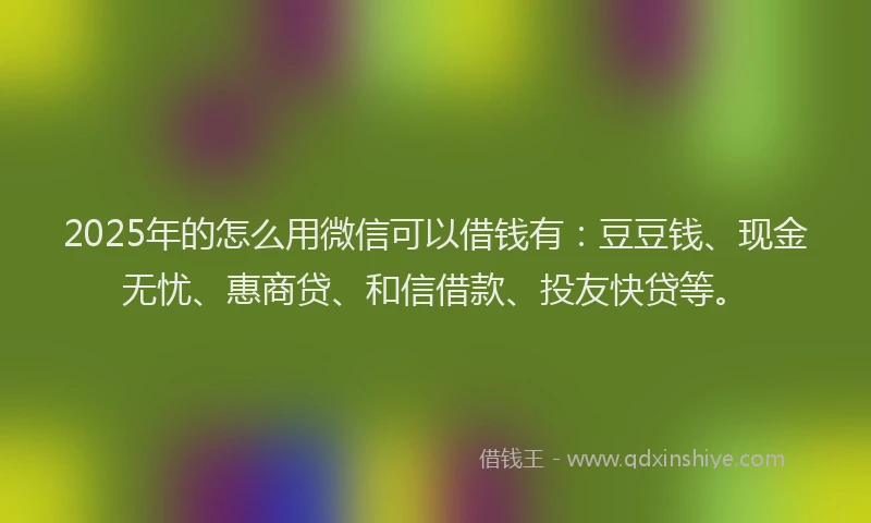 2025年的怎么用微信可以借钱有：豆豆钱、现金无忧、惠商贷、和信借款、投友快贷等。