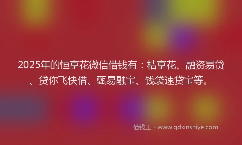 2025年的恒享花微信借钱有：桔享花、融资易贷、贷你飞快借、甄易融宝、钱袋速贷宝等。