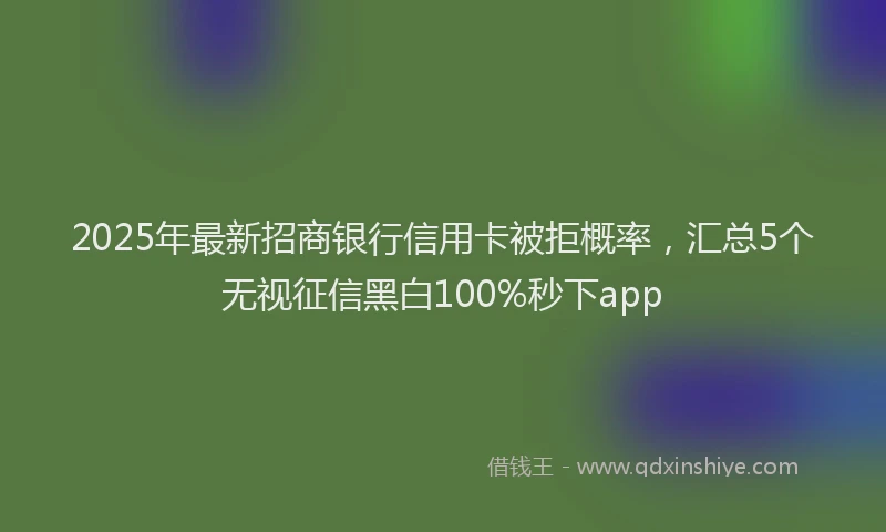 2025年最新招商银行信用卡被拒概率，汇总5个无视征信黑白100%秒下app