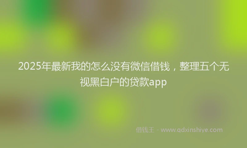 2025年最新我的怎么没有微信借钱，整理五个无视黑白户的贷款app
