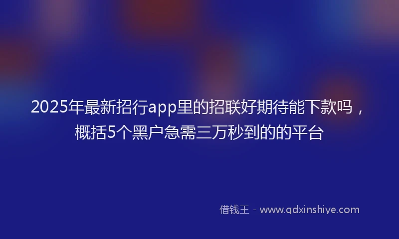 2025年最新招行app里的招联好期待能下款吗，概括5个黑户急需三万秒到的的平台
