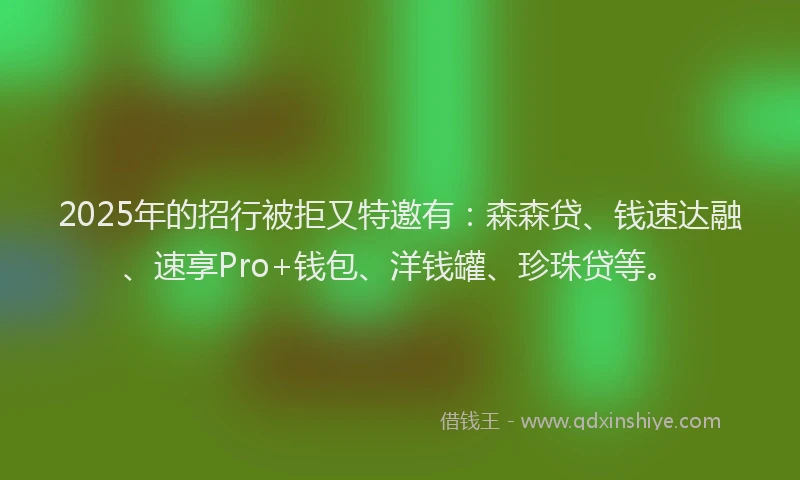 2025年的招行被拒又特邀有：森森贷、钱速达融、速享Pro+钱包、洋钱罐、珍珠贷等。