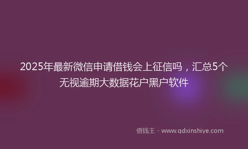 2025年最新微信申请借钱会上征信吗，汇总5个无视逾期大数据花户黑户软件