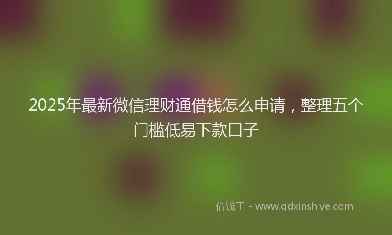 2025年最新微信理财通借钱怎么申请，整理五个门槛低易下款口子