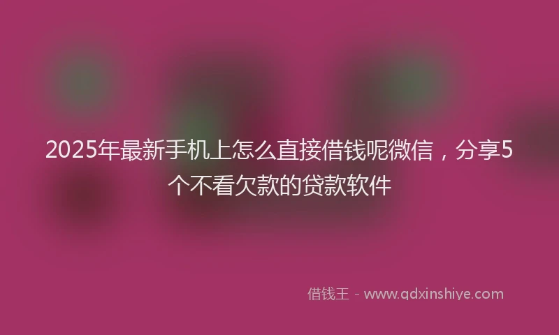 2025年最新手机上怎么直接借钱呢微信，分享5个不看欠款的贷款软件