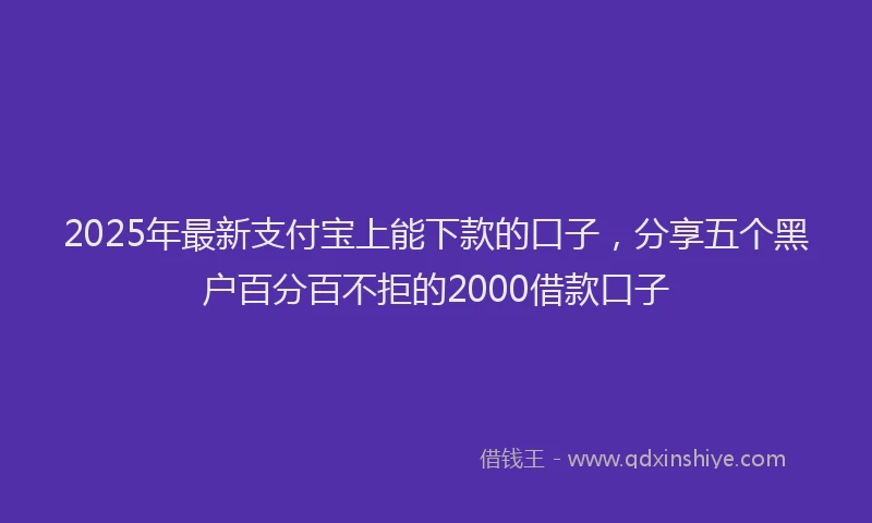 2025年最新支付宝上能下款的口子，分享五个黑户百分百不拒的2000借款口子