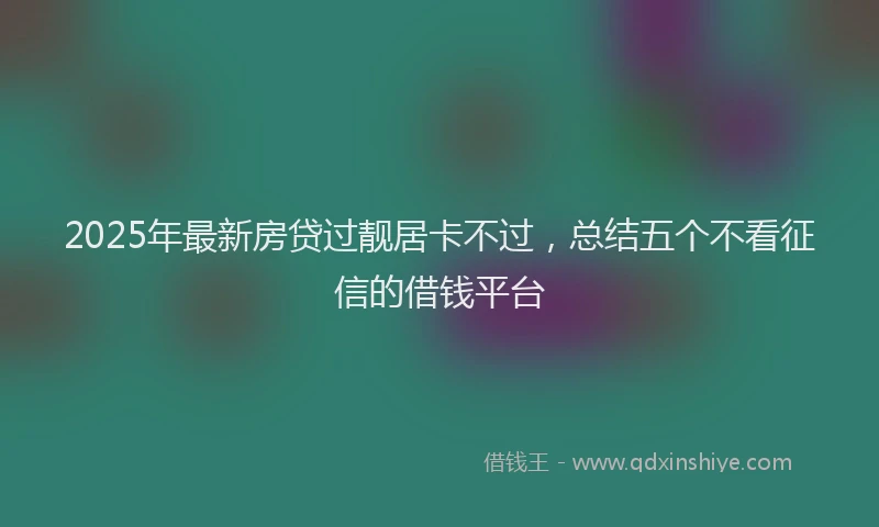2025年最新房贷过靓居卡不过，总结五个不看征信的借钱平台
