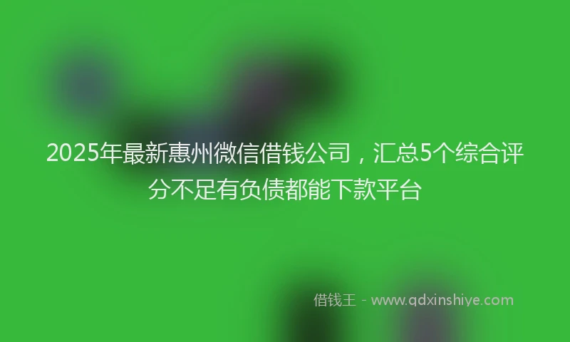 2025年最新惠州微信借钱公司，汇总5个综合评分不足有负债都能下款平台