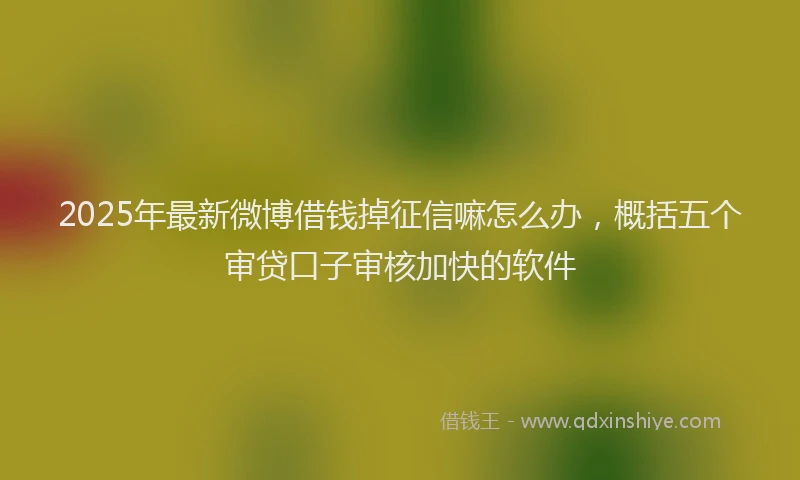 2025年最新微博借钱掉征信嘛怎么办，概括五个审贷口子审核加快的软件