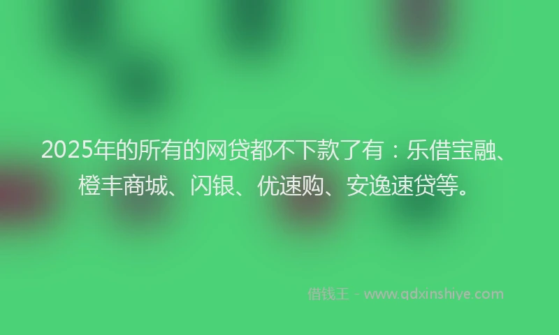 2025年的所有的网贷都不下款了有：乐借宝融、橙丰商城、闪银、优速购、安逸速贷等。