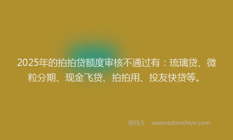 2025年的拍拍贷额度审核不通过有：琉璃贷、微粒分期、现金飞贷、拍拍用、投友快贷等。
