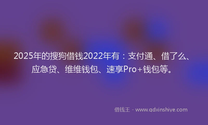 2025年的搜狗借钱2022年有：支付通、借了么、应急贷、维维钱包、速享Pro+钱包等。