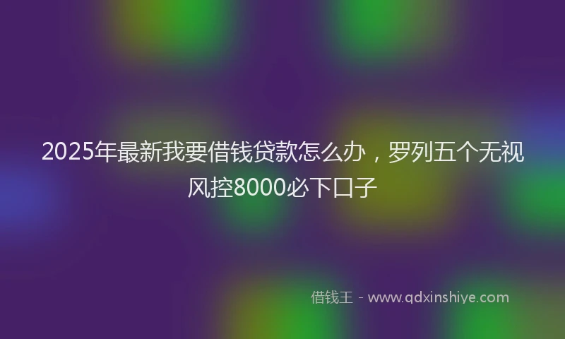 2025年最新我要借钱贷款怎么办，罗列五个无视风控8000必下口子