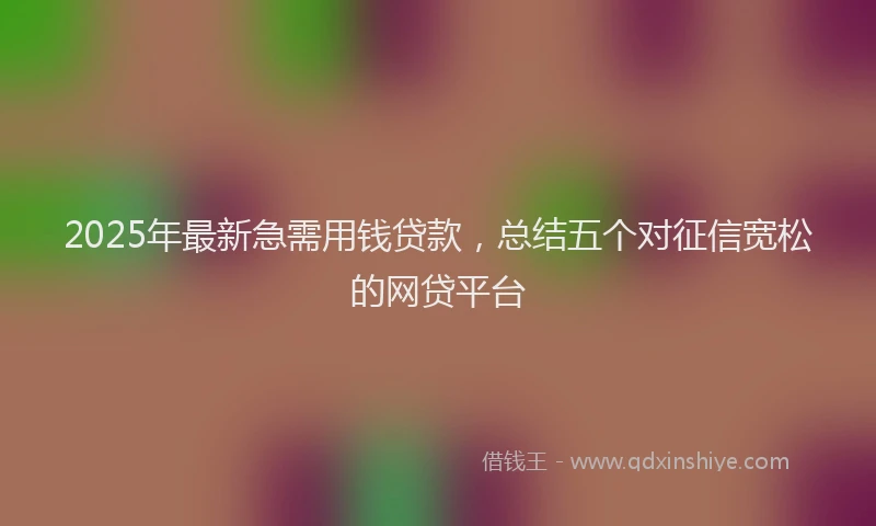2025年最新急需用钱贷款，总结五个对征信宽松的网贷平台