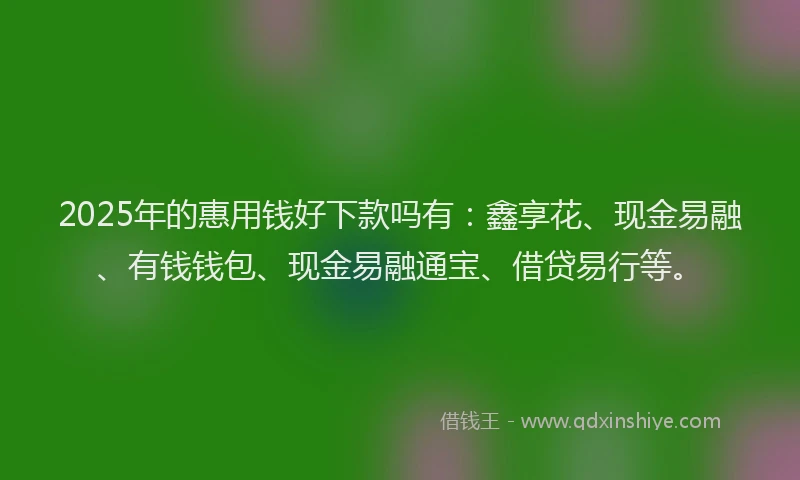 2025年的惠用钱好下款吗有：鑫享花、现金易融、有钱钱包、现金易融通宝、借贷易行等。