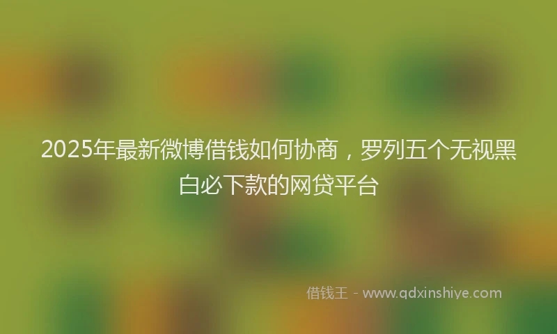 2025年最新微博借钱如何协商，罗列五个无视黑白必下款的网贷平台