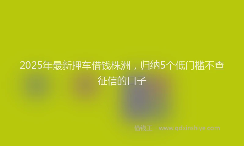 2025年最新押车借钱株洲，归纳5个低门槛不查征信的口子