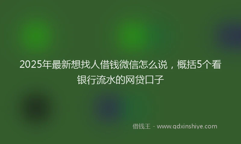 2025年最新想找人借钱微信怎么说，概括5个看银行流水的网贷口子