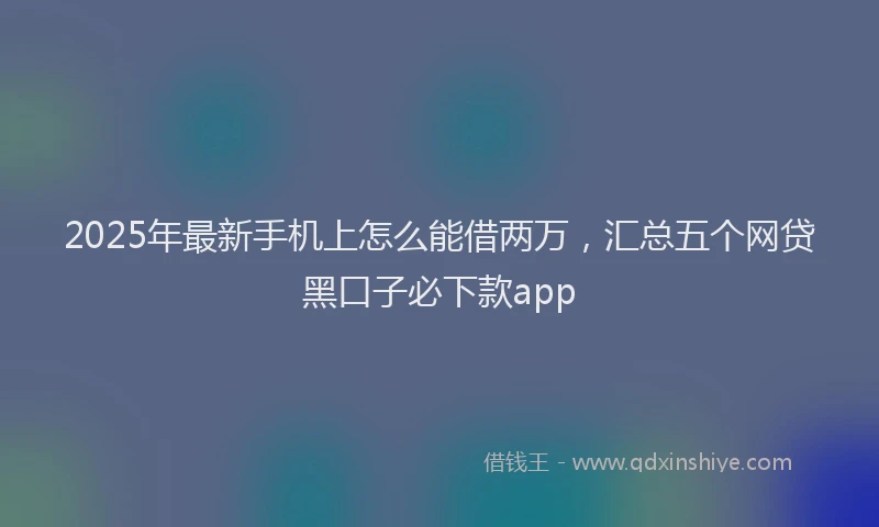 2025年最新手机上怎么能借两万，汇总五个网贷黑口子必下款app