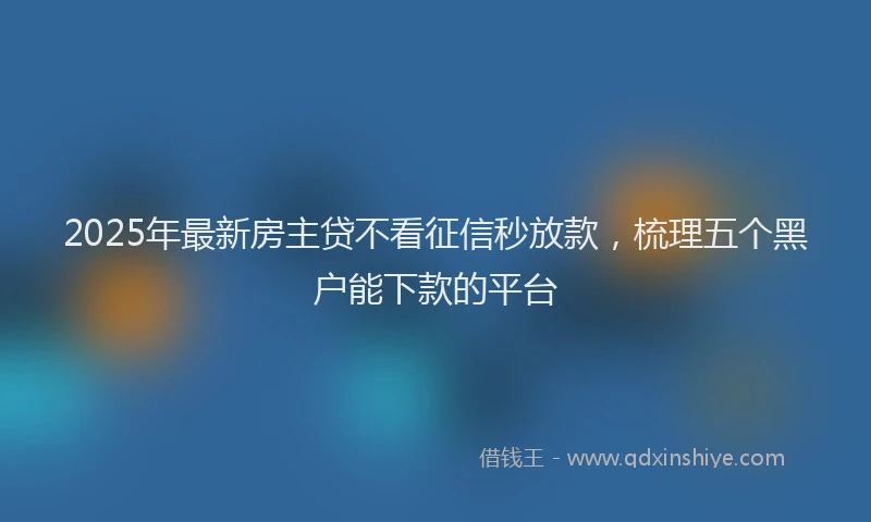 2025年最新房主贷不看征信秒放款，梳理五个黑户能下款的平台