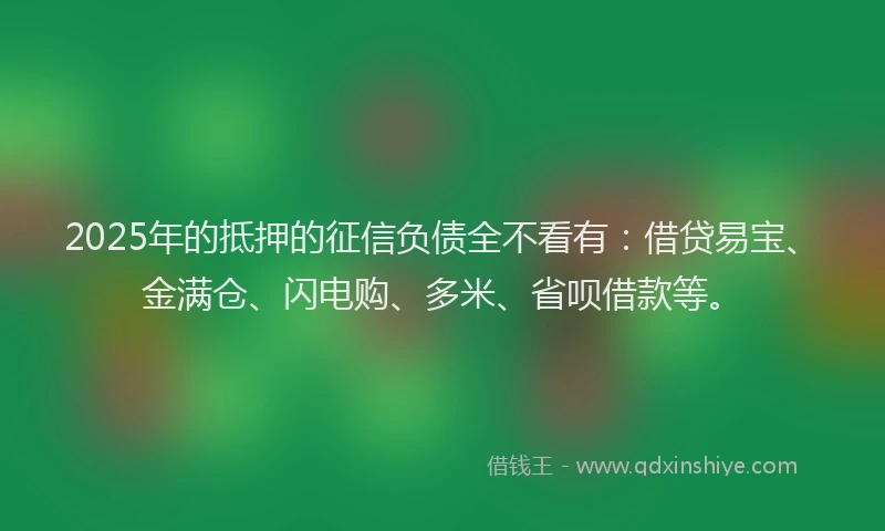 2025年的抵押的征信负债全不看有：借贷易宝、金满仓、闪电购、多米、省呗借款等。