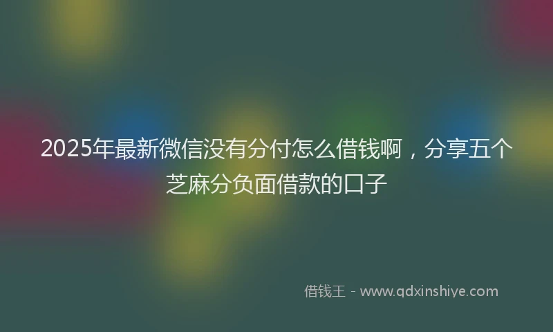 2025年最新微信没有分付怎么借钱啊，分享五个芝麻分负面借款的口子