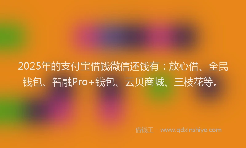 2025年的支付宝借钱微信还钱有：放心借、全民钱包、智融Pro+钱包、云贝商城、三枝花等。