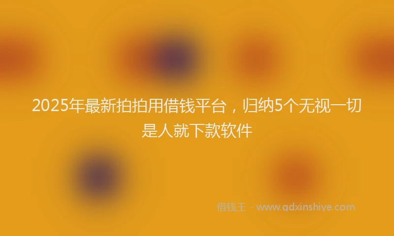 2025年最新拍拍用借钱平台，归纳5个无视一切是人就下款软件
