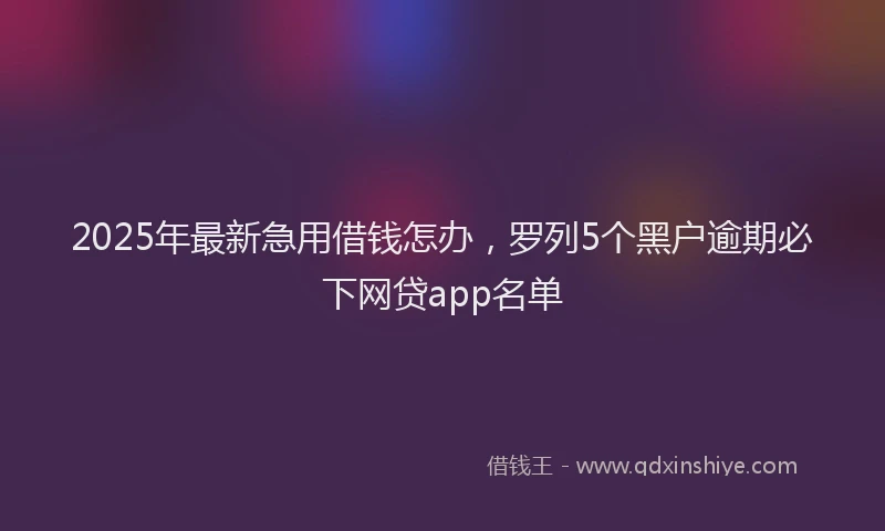 2025年最新急用借钱怎办，罗列5个黑户逾期必下网贷app名单