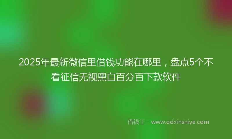2025年最新微信里借钱功能在哪里，盘点5个不看征信无视黑白百分百下款软件