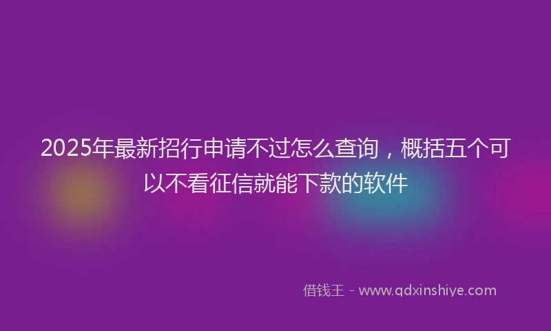 2025年最新招行申请不过怎么查询，概括五个可以不看征信就能下款的软件